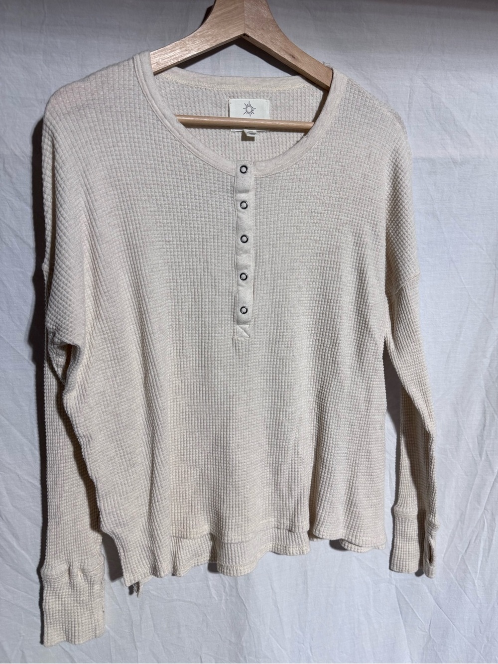 Offline by Aerie cream waffle knit henley Size Small
